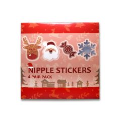 Festive Christmas Nipple Sticker Set of 4 Pairs Novelty Set